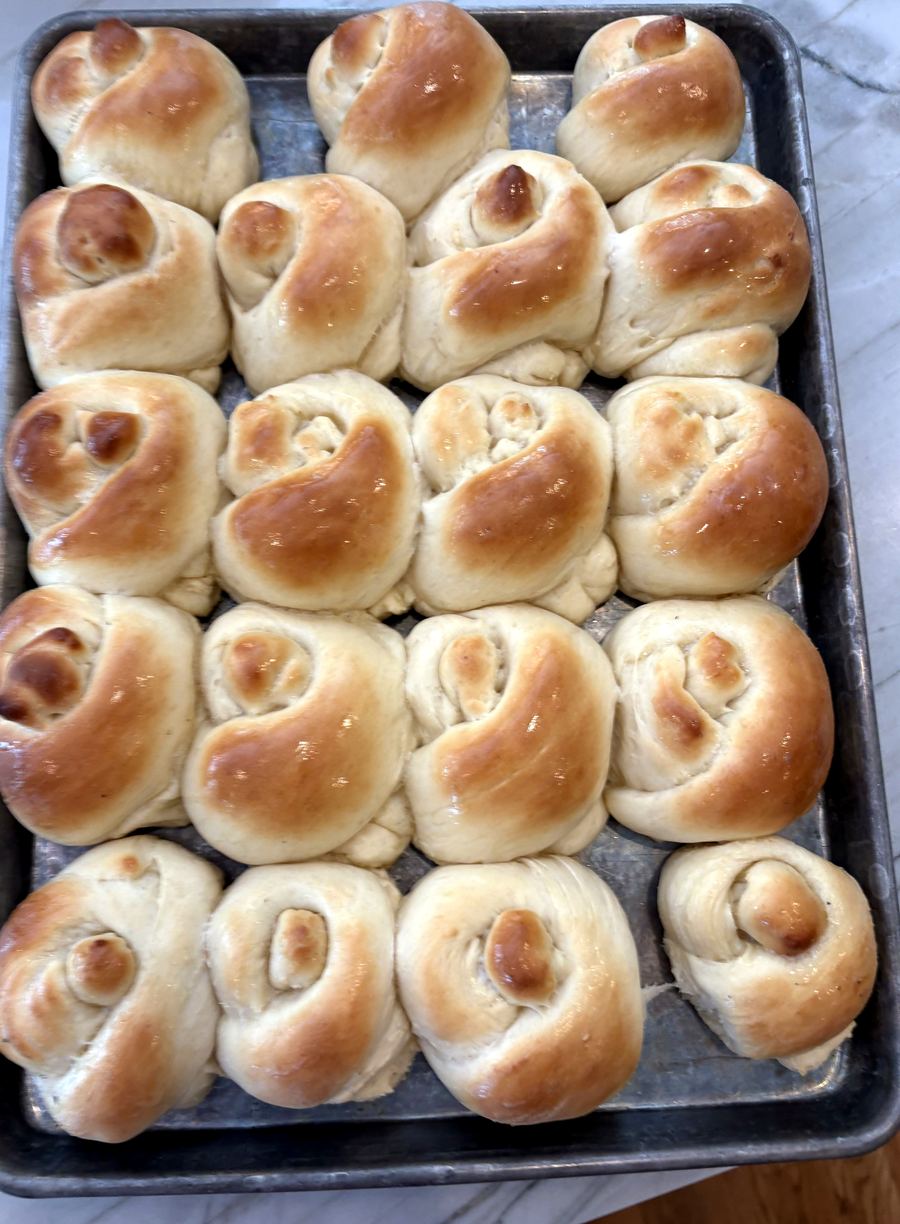 Basket of homemade bread rolls